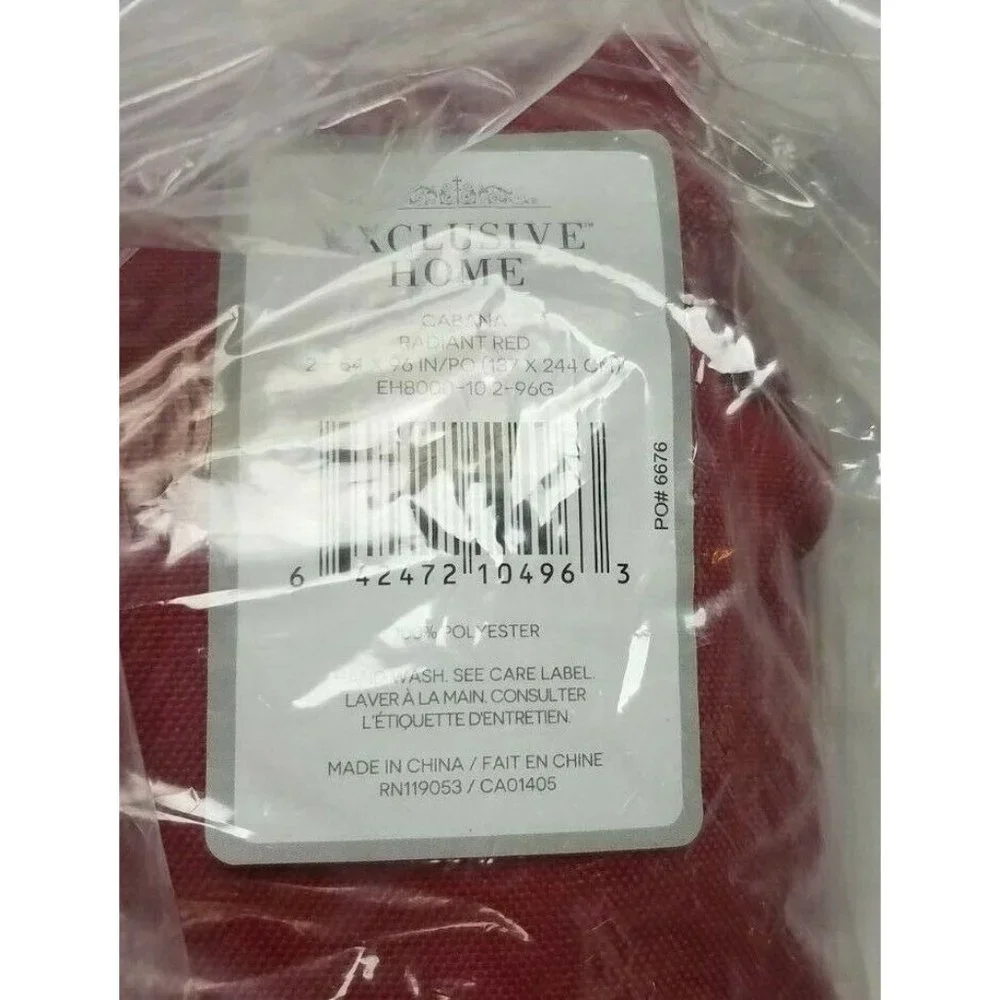 Exclusive Home Indoor/Outdoor Cabana Grommet Top Curtains 2- 54x96, Radiant Red